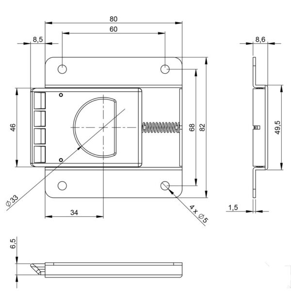 Kit fermoir capot plat KIT-FRM-CPPLT dessin technique-2