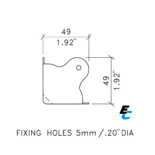 Plan du coin plat 49mm en métal C0675z